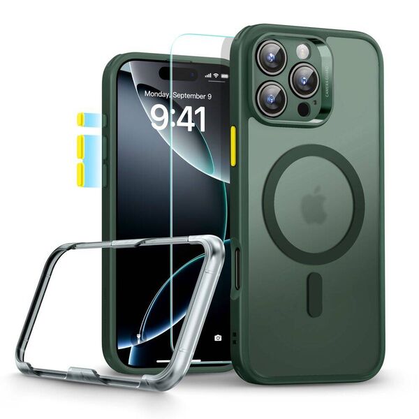 Case + Tempered Glass IPHONE 16 PRO MAX ESR Classic Pro Set Halolock Magsafe Frosted green 4894240230138