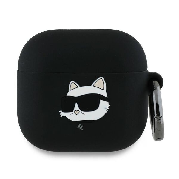 Original Case APPLE AIRPODS 4 Karl Lagerfeld Silicone Choupette Head 3D (KLA4RUNCHK) black 3666339398026