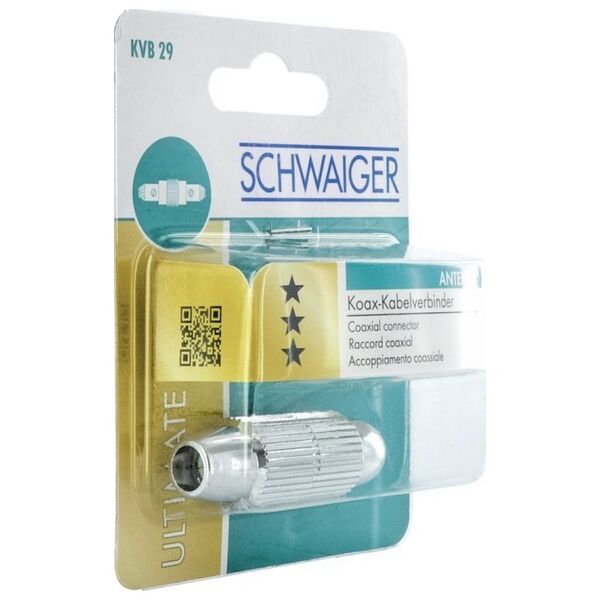 Προσαρμογέας AV Schwaiger Schwaiger Koax Kabelverbinder Metallisiert, HQ Silber 13333542 4004005503920
