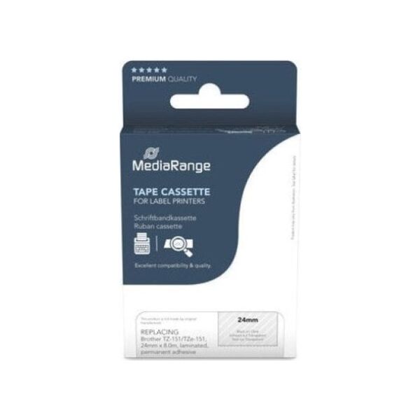 MediaRange MediaRange Schriftbandka. Brother TZ-151/TZe-151 24mm 8m sw 13336206 4260664874409