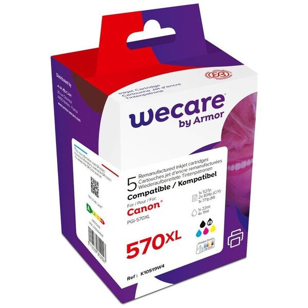 Κασέτα Armor WECARE ARMOR pro CANON Pixma MG5751 Μελάνι Sada (PGI-570XL+CLI-571XL CMYK) Μαύρο+C+M+Y+K, 1x22 ml, 4x11 ml 13473476 3112539812027