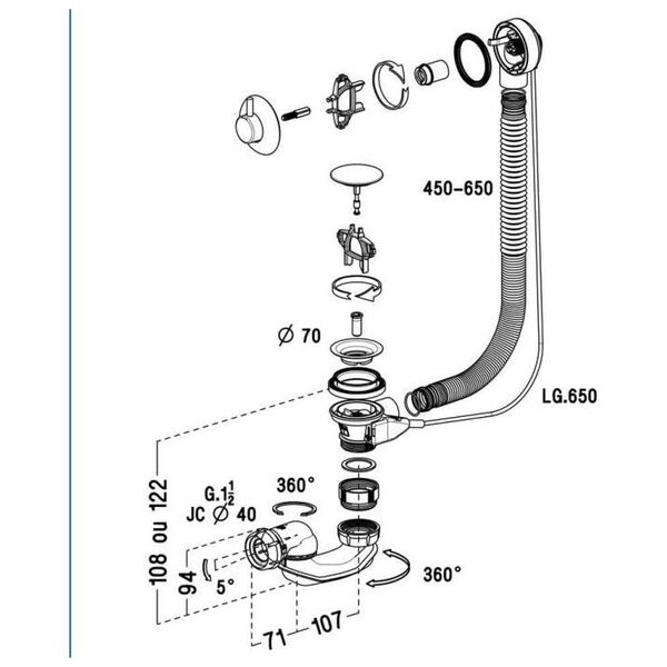 NICOL νιπτήρας SIPHON EB07S AUT EASY SIPHON BAIN 13476014 3389700103783