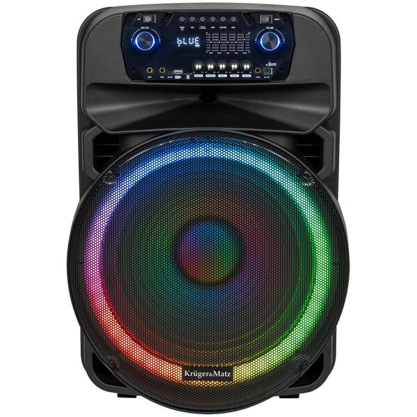 Kolumna Kruger&Matz Aktywna kolumna głośnikowa (z 2 mikrofonami bezprzewodowymi UHF, SD, Bluetooth, FM, USB, LED) 60 Watt