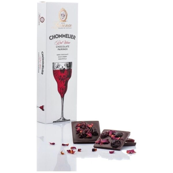 Dark chocolate with dried sour cherries and rose petals Laurence Chommelier Red Wine, 100 g