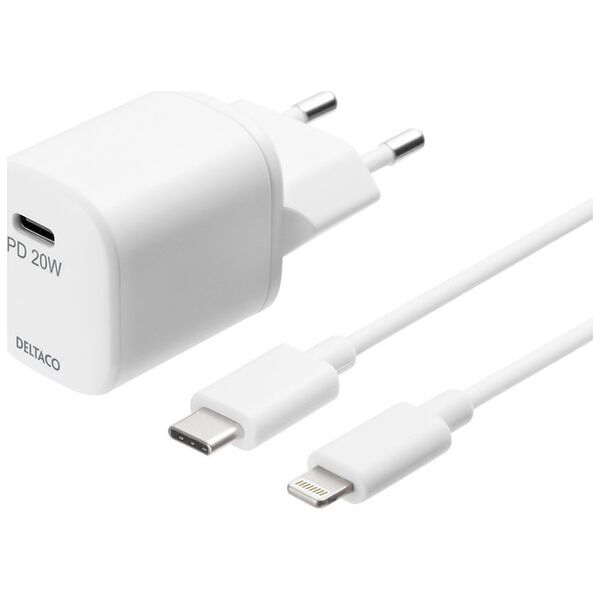 Deltaco DELTACO καλώδιο τροφοδοσίας USB sieninis įkroviklis, USB-C, PD 20 W, 1 m C - "Lightning" USBC-AC141 13413332 7333048048967