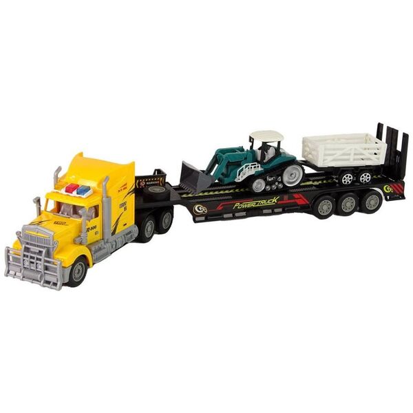 LeanToys Ciężarówka Z Lawetą Zdalnie Sterowana R/C  Maszyna z Przyczepą Żółta