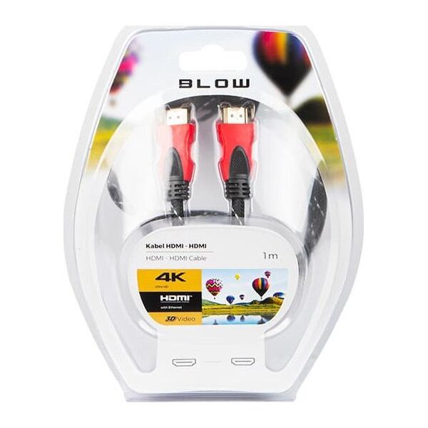 Kabel Blow Przył. HDMI-HDMI PREMIUM proste 1.0m RED