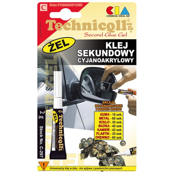 Technicqll Klej sekundowy cyjanoakrylowy żel 2g C-297