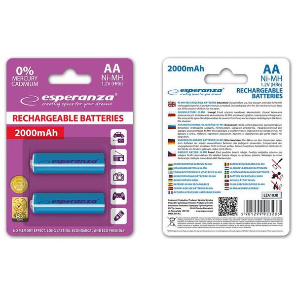 Esperanza Akumulator niebieskie AA / R6 2000mAh 2 szt.