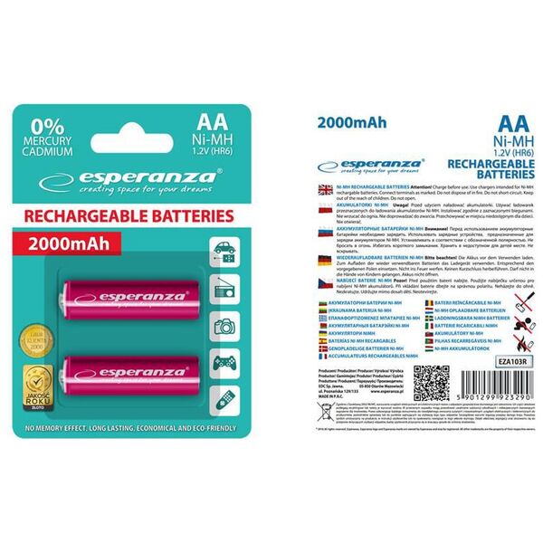 Esperanza Akumulator czerwone AA / R6 2000mAh 2 szt.