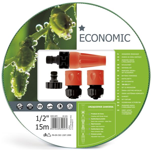Cellfast Wąż ogrodowy 1/2" 15m + końcówki (10-101)