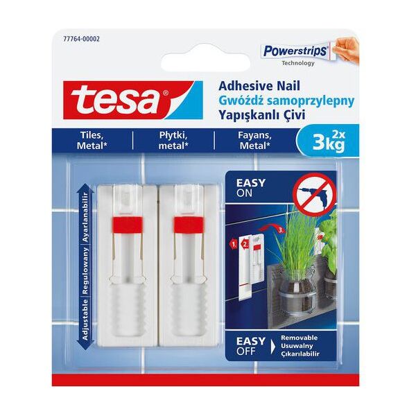Tesa Gwoździe samoprzylepne regulowane do płytek i metalu do 3kg 2szt. (H7776402)