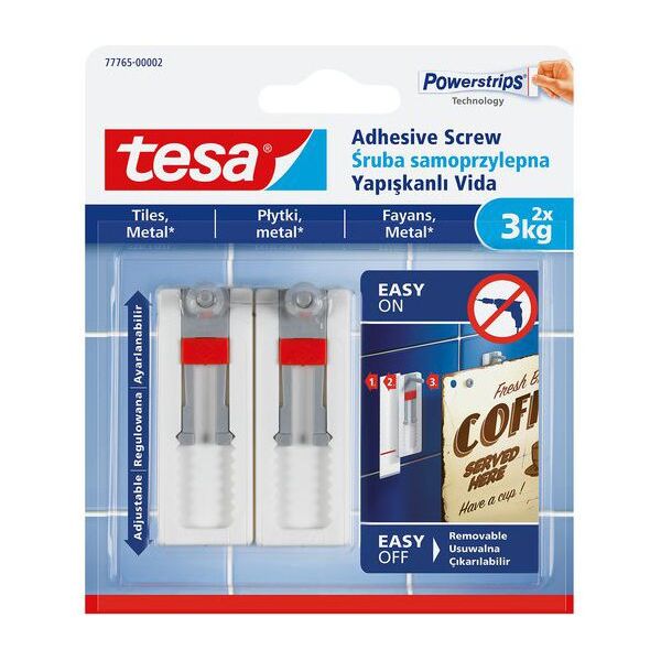 Tesa Śruby samoprzylepne regulowane do płytek i metalu do 3kg 2szt. (H7776502)