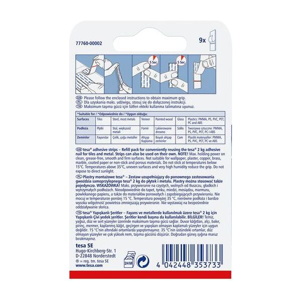 Tesa Plastry montażowe samoprzylepne do płytek i metalu do 2kg 9szt. (H7776002)