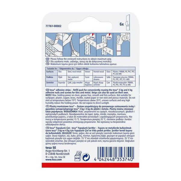 Tesa Plastry montażowe samoprzylepne do płytek i metalu do 3kg 6szt. (H7776102)