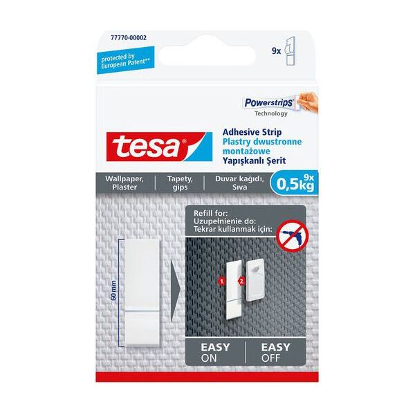 Tesa Plastry montażowe samoprzylepne do tapet i tynku do 0,5kg 9szt. (H7777002)