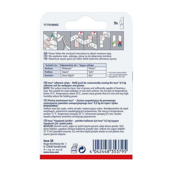 Tesa Plastry montażowe samoprzylepne do tapet i tynku do 0,5kg 9szt. (H7777002)