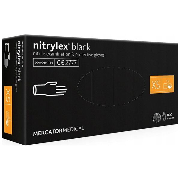 Mercator Medical rękawice diagnostyczne nitrylex black rozmiar XS 100 sztuk RD30104001