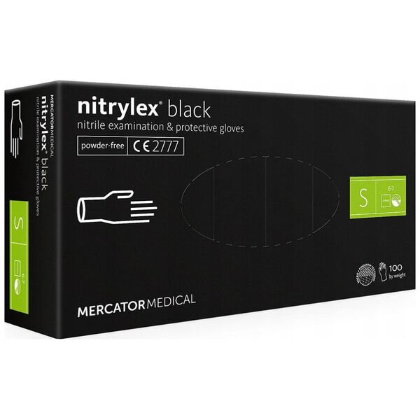 Mercator Medical rękawice diagnostyczne nitrylex black roz. S 100szt. RD30104002