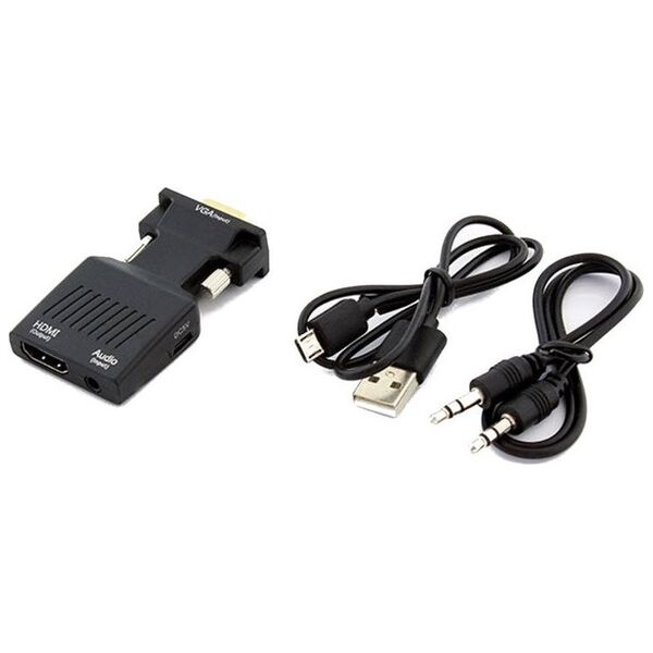 Adapter AV Apte HDMI - D-Sub (VGA) + Jack 3.5mm czarny (1267-uniw)