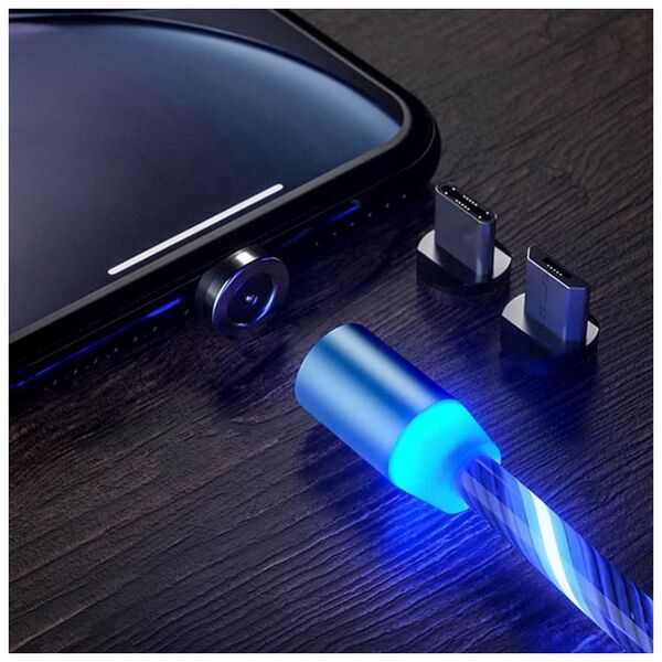 Kabel USB Aptel USB-A - USB-C + microUSB + Lightning Niebieski (4349-uniw)