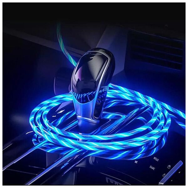 Kabel USB Aptel USB-A - USB-C + microUSB + Lightning Niebieski (4349-uniw)