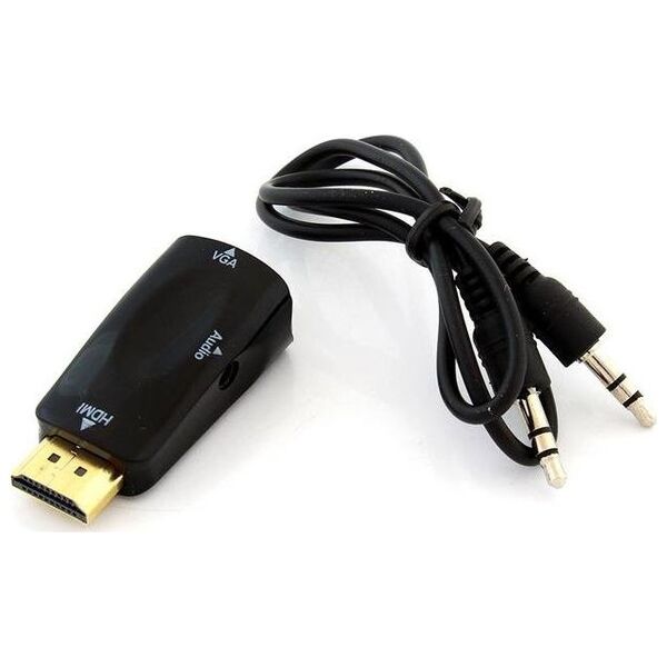 Adapter AV Apte HDMI - D-Sub (VGA) + Jack 3.5mm czarny