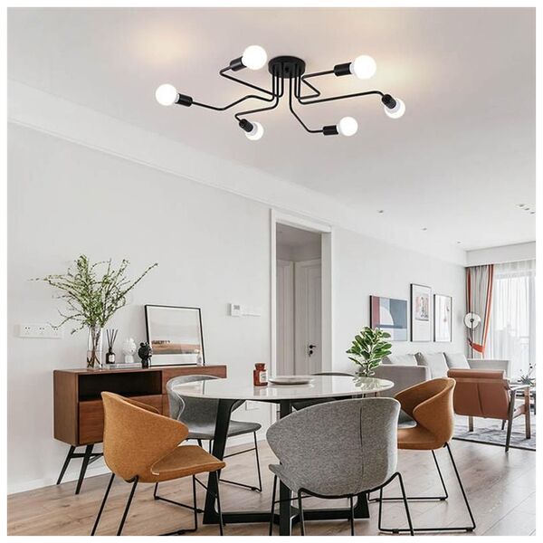 Lampa wisząca ECpower Żyrandol Lampa Wisząca 6 Pkt Światła Czarny Zd74f