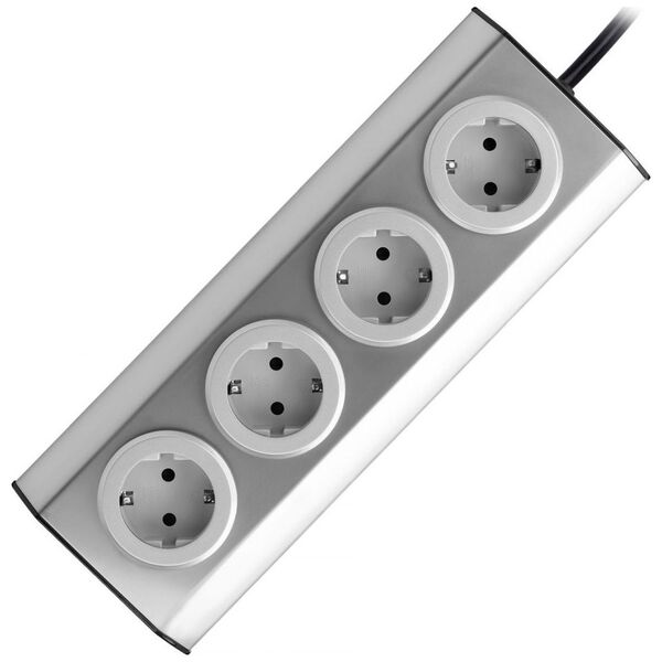 Orno Gniazdo meblowe, kuchenne montowane na rzepy 4x2P+Z schuko, INOX z przewodem 1,5m.