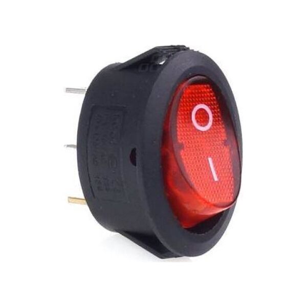 AMiO Włącznik czerwonym owalny 12V, 230V (z podświetleniem) BU01