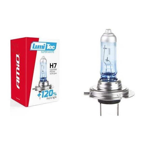 AMiO Żarówka halogenowa H7 12V 55W LumiTec SuperWhite +120%