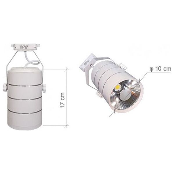 Nvox Lampa sklepowa led reflektor szynowy jednofazowy biały metalowy 30w 2550 lm światło ciepłe 3000k