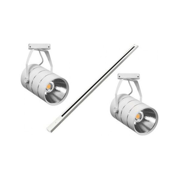 Nvox Lampa sklepowa led reflektor szynowy jednofazowy biały metalowy 30w 2550 lm światło ciepłe 3000k
