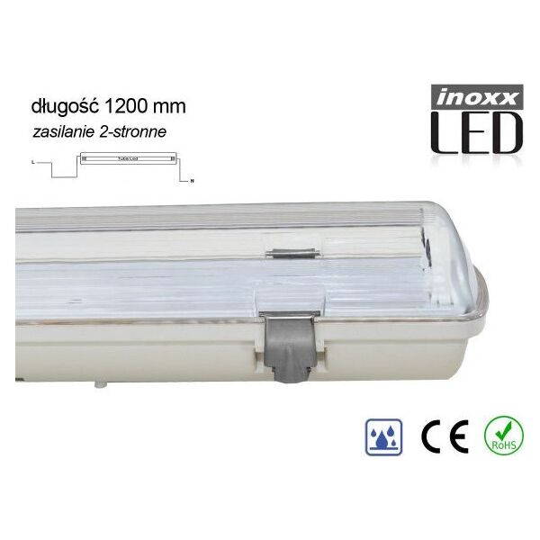 Nvox Oprawa hermetyczna przemysłowa ip65 led 1x120cm t8 g13 dwustronnie zasilana