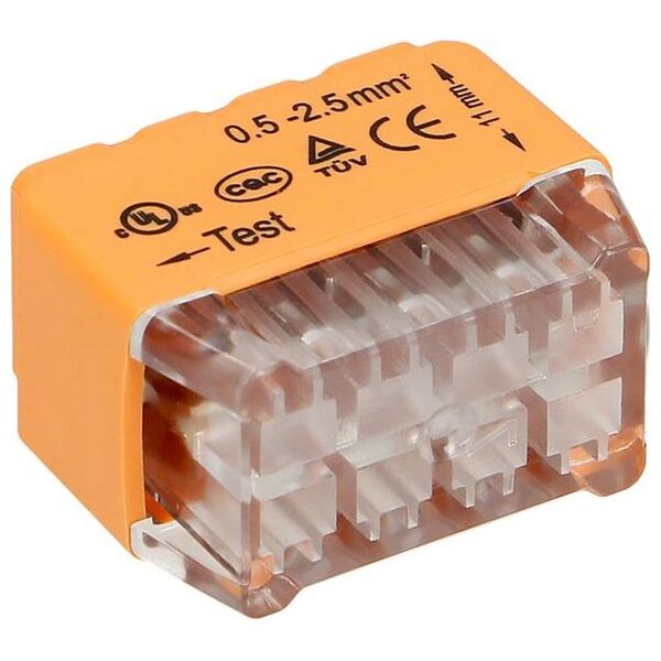 Orno Złączka instalacyjna wciskana 8-przewodowa| dwurzędowa| na drut 0,75-2,5mm2| IEC 300V/24A| 10 szt. OR-SZ-8004/8/10