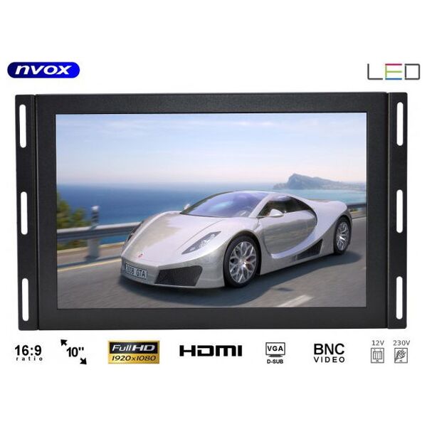 Nvox Monitor open frame ips led 10cali full hd vga hdmi usb av 12v 230v