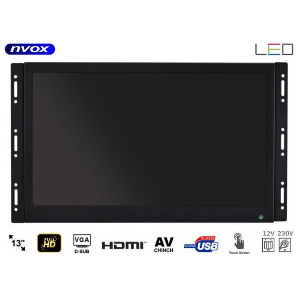 Nvox Monitor dotykowy ips open frame led 13cali full hd vga hdmi usb av 12v 230v