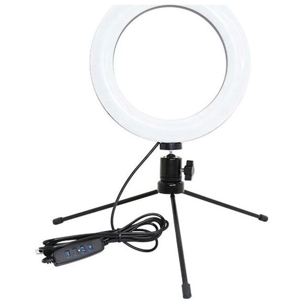 Lampa pierścieniowa Aptel  LED USB + Tripod barwa światła biała ZD67B