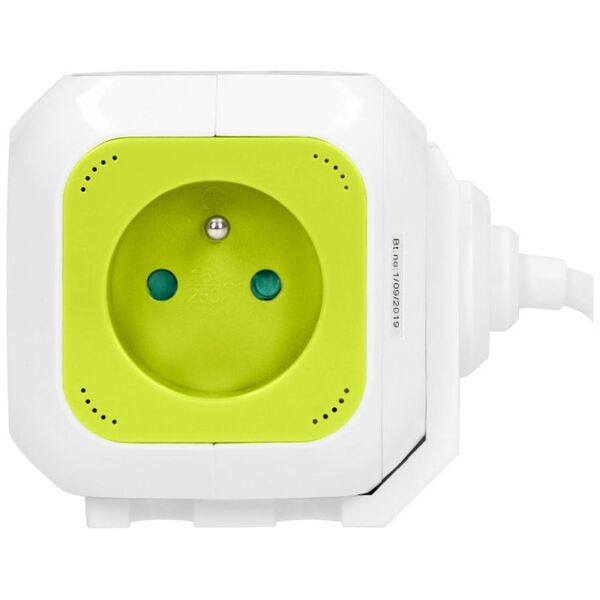 Orno Przedłużacz Kostka 4-krotny z ładowarką 2xUSB 1,4m limonkowy