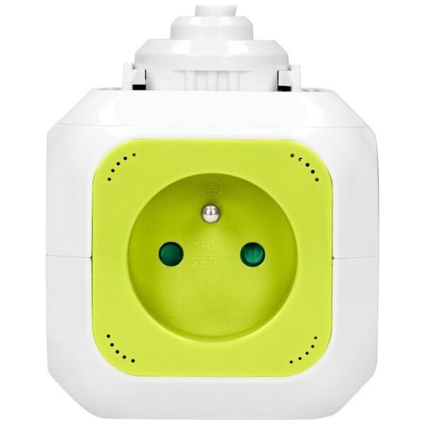 Orno Przedłużacz Kostka 4-krotny z ładowarką 2xUSB 1,4m limonkowy