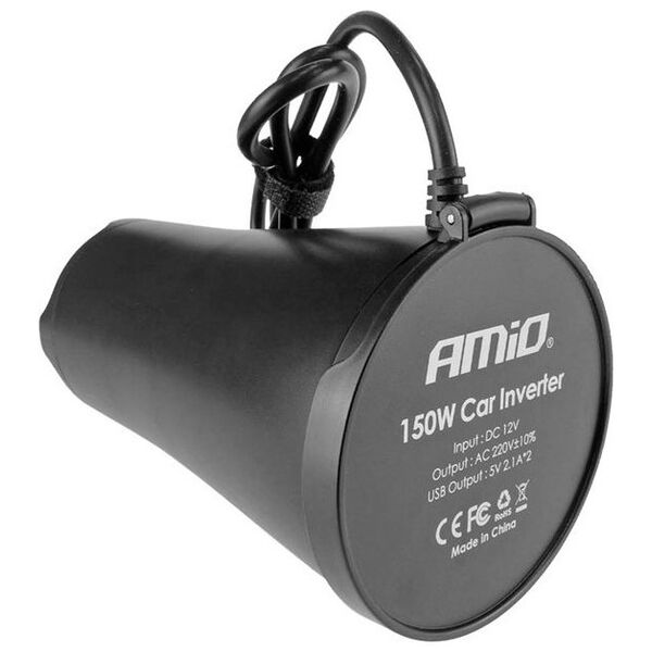 AMiO Przetwornica napięcia w kształcie kubka 12V/230V 150W/300W 2xUSB PI02