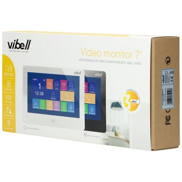 Orno Wideo monitor bezsłuchawkowy, kolorowy, LCD 7?, do zastosowania w systemach VIBELL, dotykowy ekran, moduł pamięci, gniazdo na k