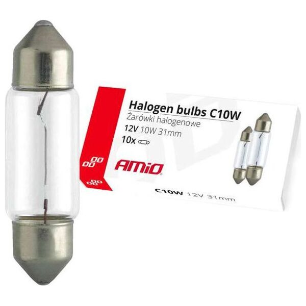 AMiO Żarówki halogenowe c10w festoon 31mm 12v 10szt.
