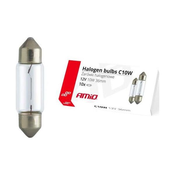 AMiO Żarówki halogenowe c10w festoon 36mm 12v 10szt.