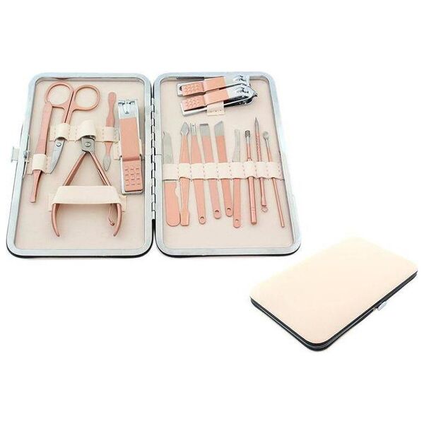 Aptel ZESTAW NARZĘDZI DO MANICURE PEDICURE 16 elementów + etui AG603G