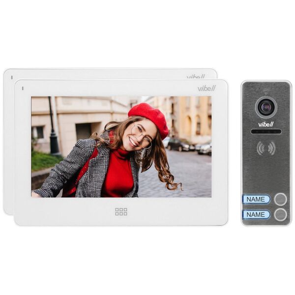 Orno Zestaw wideodomofonowy 2-rodzinny, bezsłuchawkowy kolor, LCD 7", dotykowy, menu OSD, pamięć, gniazdo na kartę SD, DVR, sterowanie bramą, biały, FELIS MEMO MULTI2