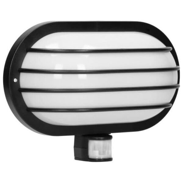 Kinkiet Orno LASO, oprawa ogrodowa z czujnikiem ruchu 180, 1x60W, E27, IP44, plastik, czarna,LF-2/B