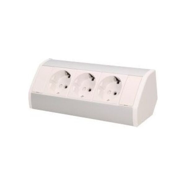 Orno Gniazdo meblowe 3x2P+Z, schuko, biało-srebrne