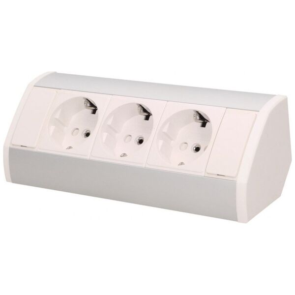 Orno Gniazdo meblowe 3x2P+Z, schuko, biało-srebrne