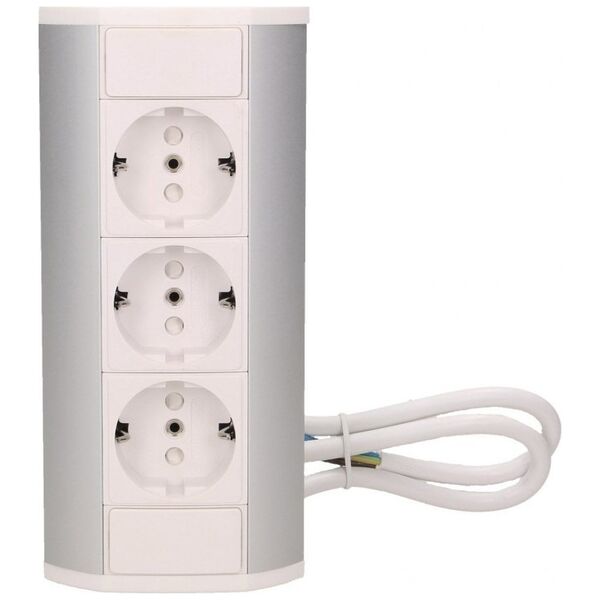 Orno Gniazdo meblowe 3x2P+Z, schuko, biało-srebrne